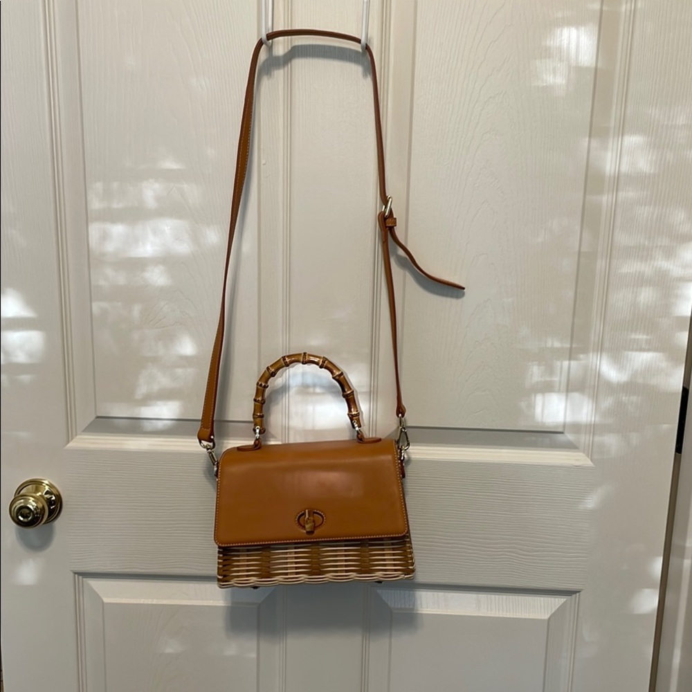 J. McLaughlin Brown Leather Crossbody Bag with Gold Hardware